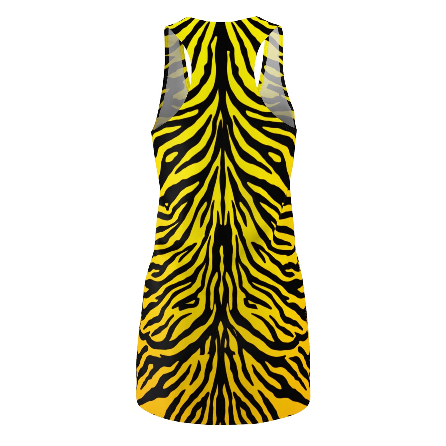 Racerback Damenkleid Sommer – Gelb-Schwarzes Tiger Muster Kleid