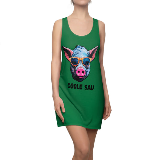 Damen Kleid Coole Sau Racerback Sommer Statement Fun