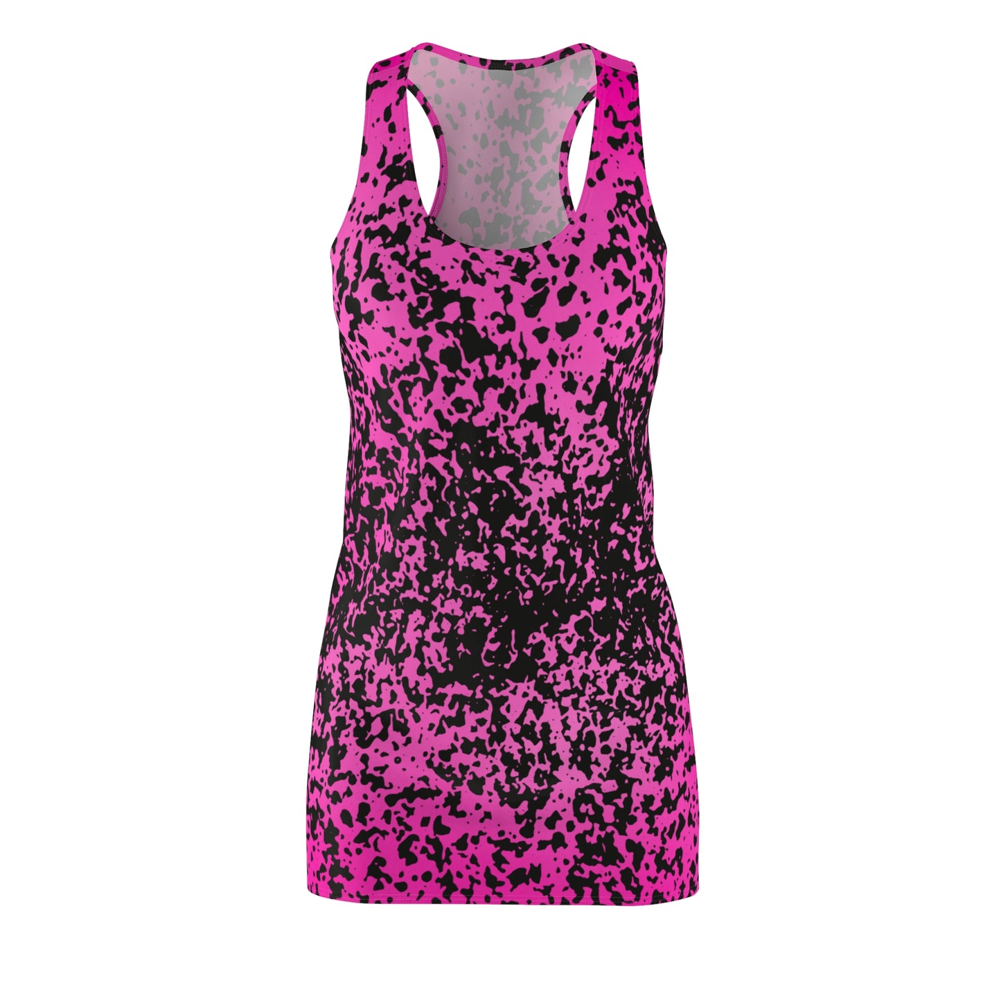 Racerback Damenkleid Sommer – Pinker Farbverlauf mit abstraktem Muster