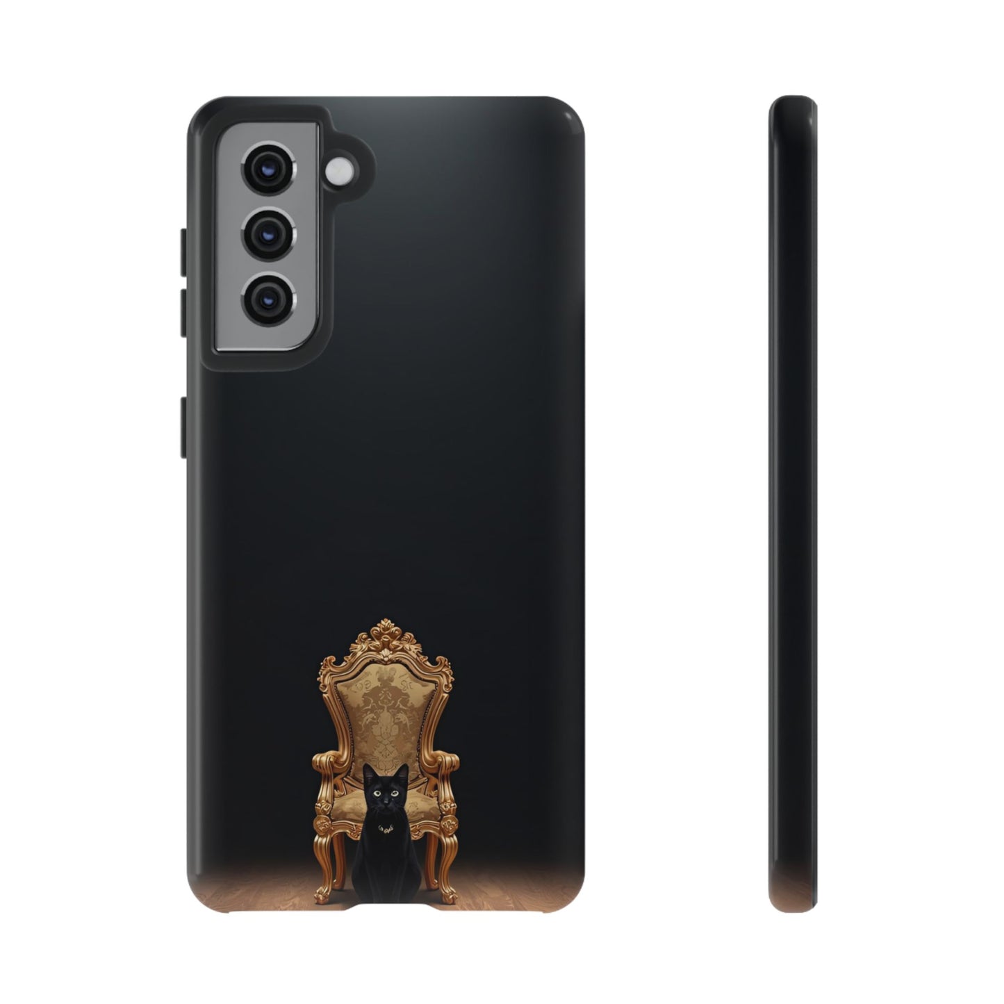 Black Cat on Golden Throne – Premium Phone Case Protective Slim