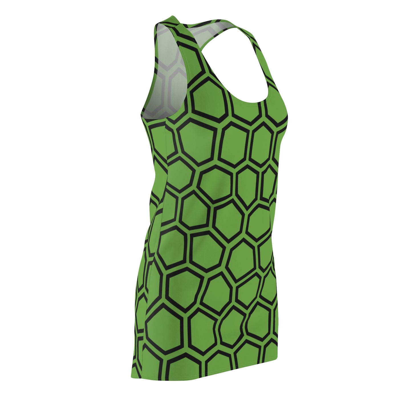 Racerback Kleid Schwarz Grün Hexagon Muster Damen Sommer