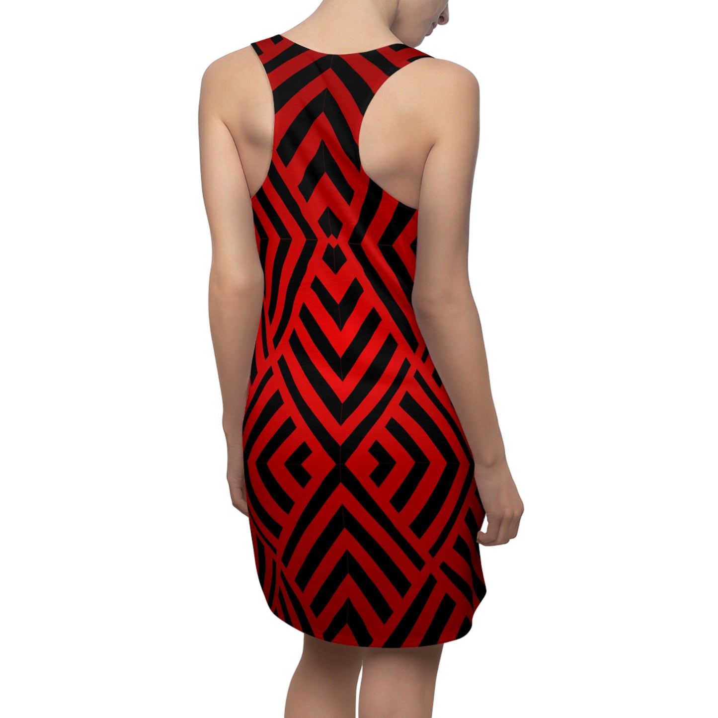 Racerback Damen Kleid Rot Modernes Muster Ärmellos Sommerlook