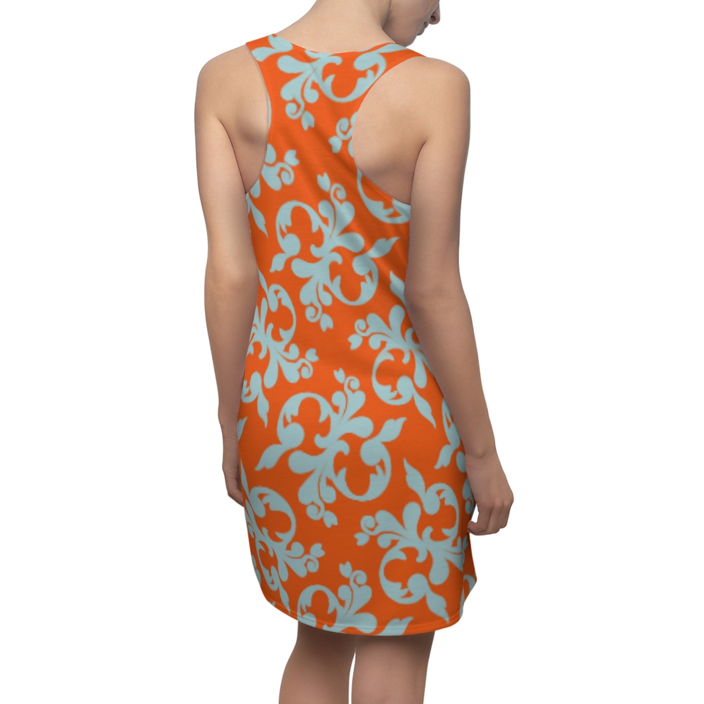 Orange Türkis Floral Racerback Kleid – Sommer Damenmode