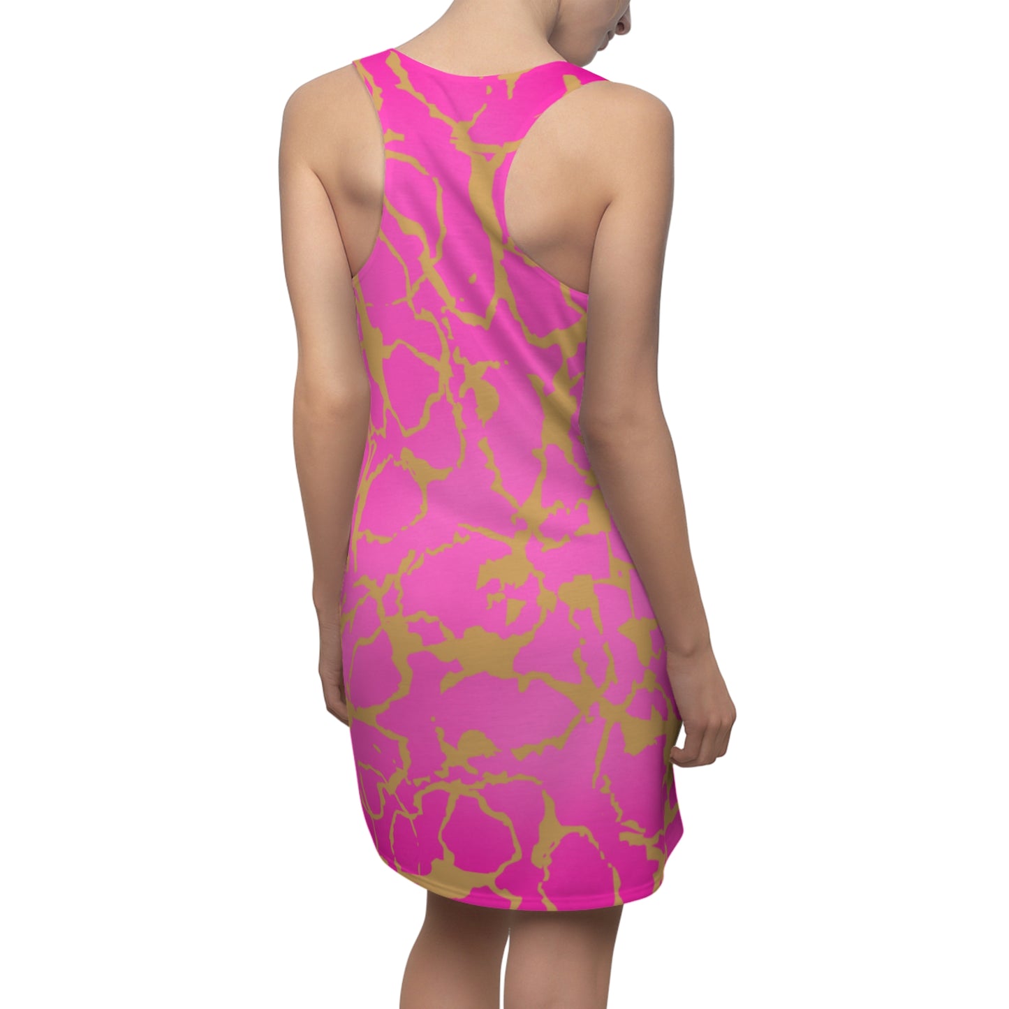 Racerback Kleid Pink Gold mit abstraktem Muster Damen Farbverlauf