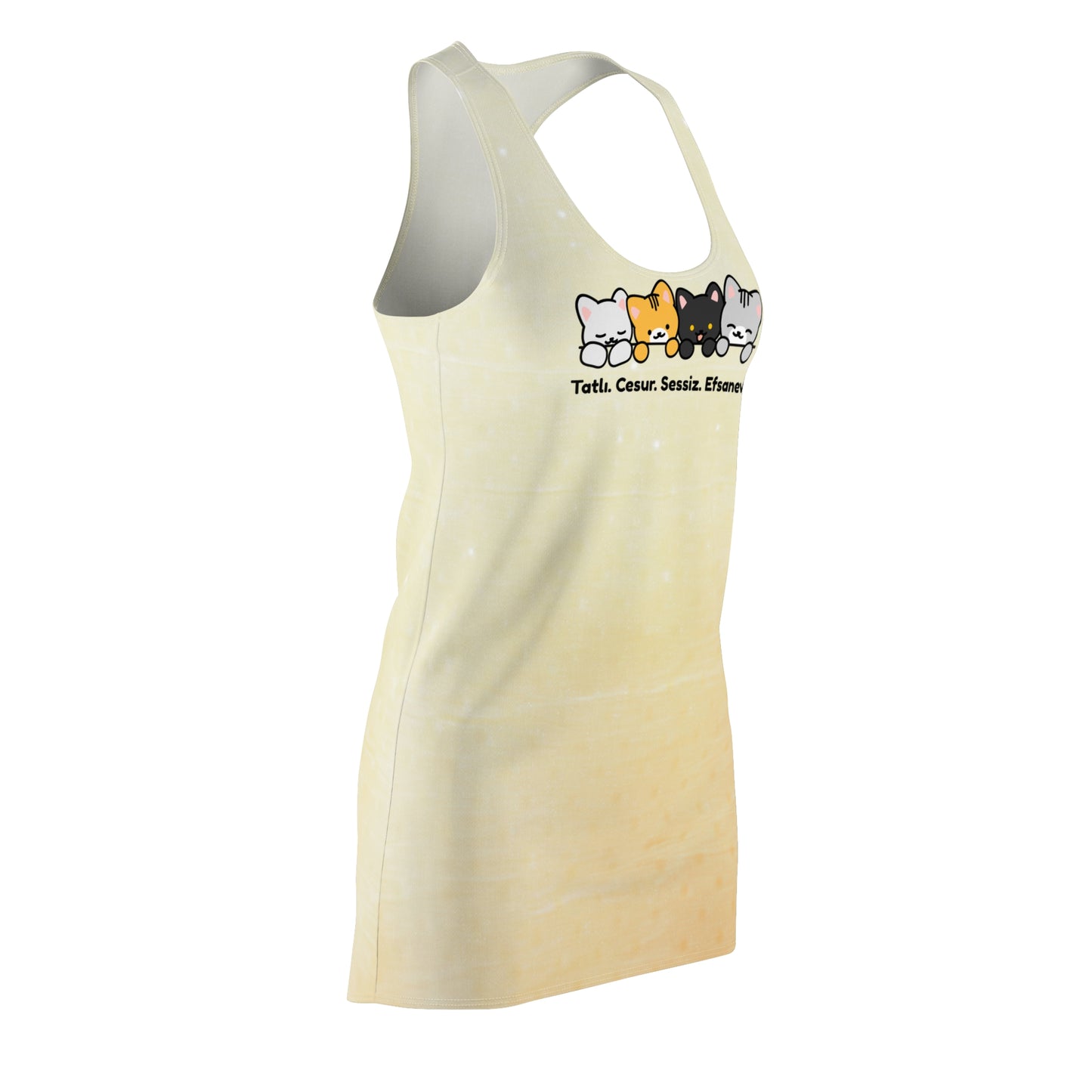 Racerback Kleid mit sanftem Farbverlauf & Katzenmotiv – Tatlı Cesur