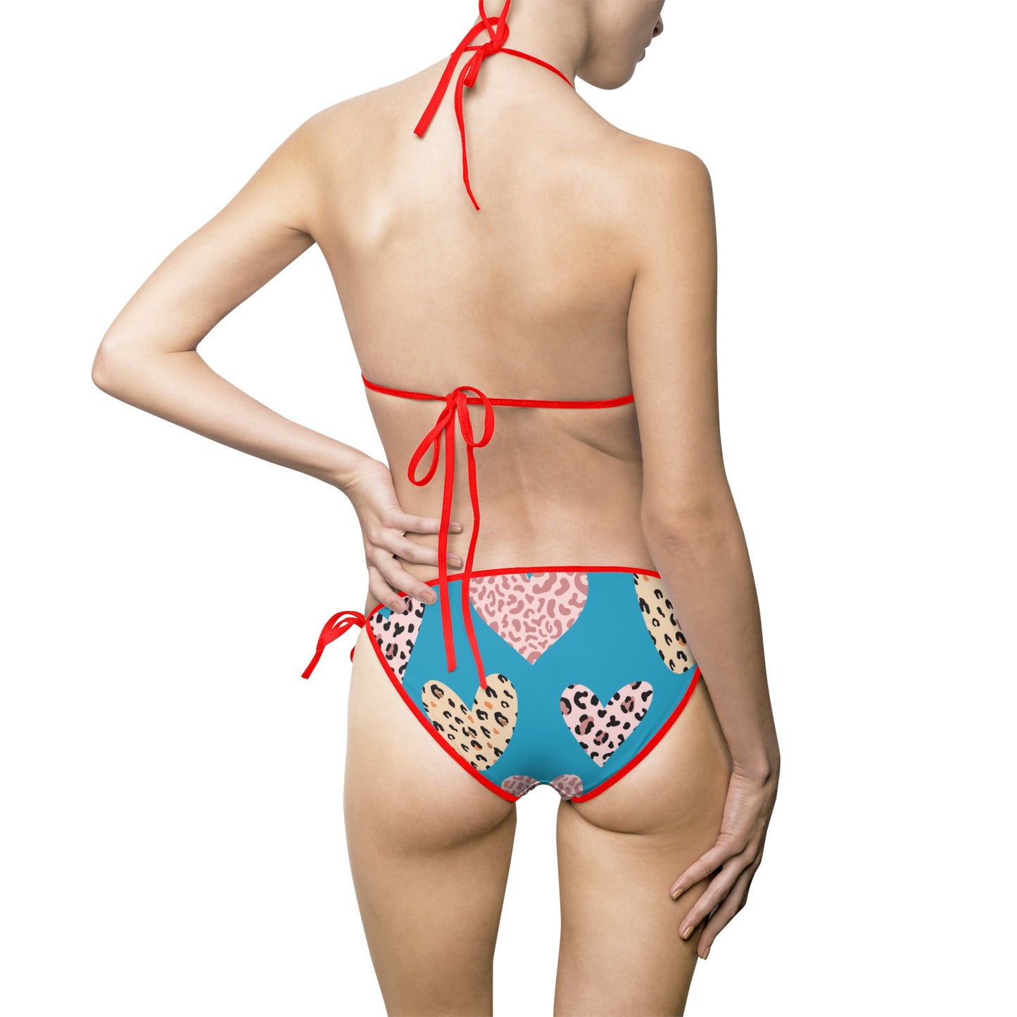 Leopard Heart Bikini Set – Sexy Tierprint Badeanzug Türkis