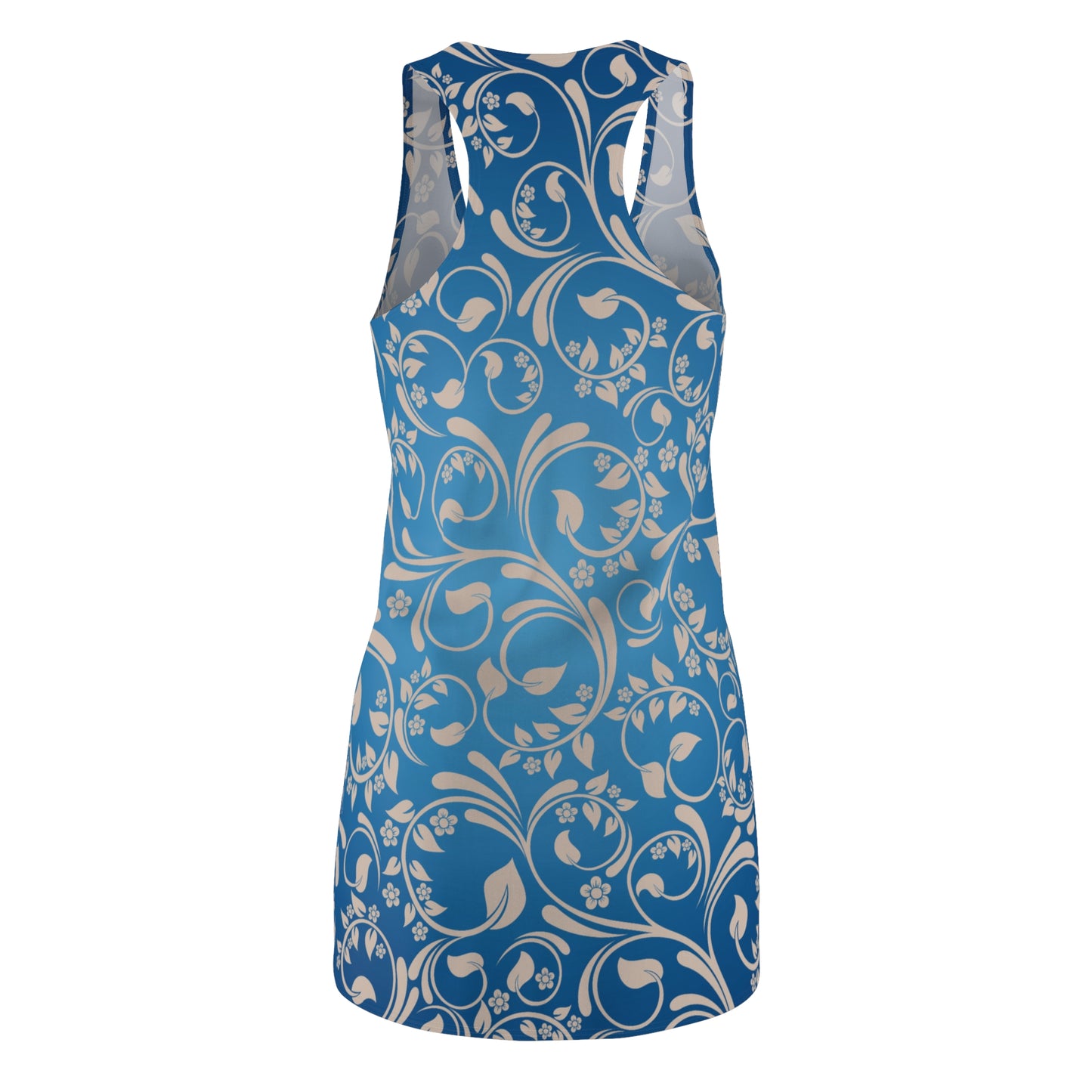 Blaues Racerback Kleid mit floralem Muster & sanftem Farbverlauf