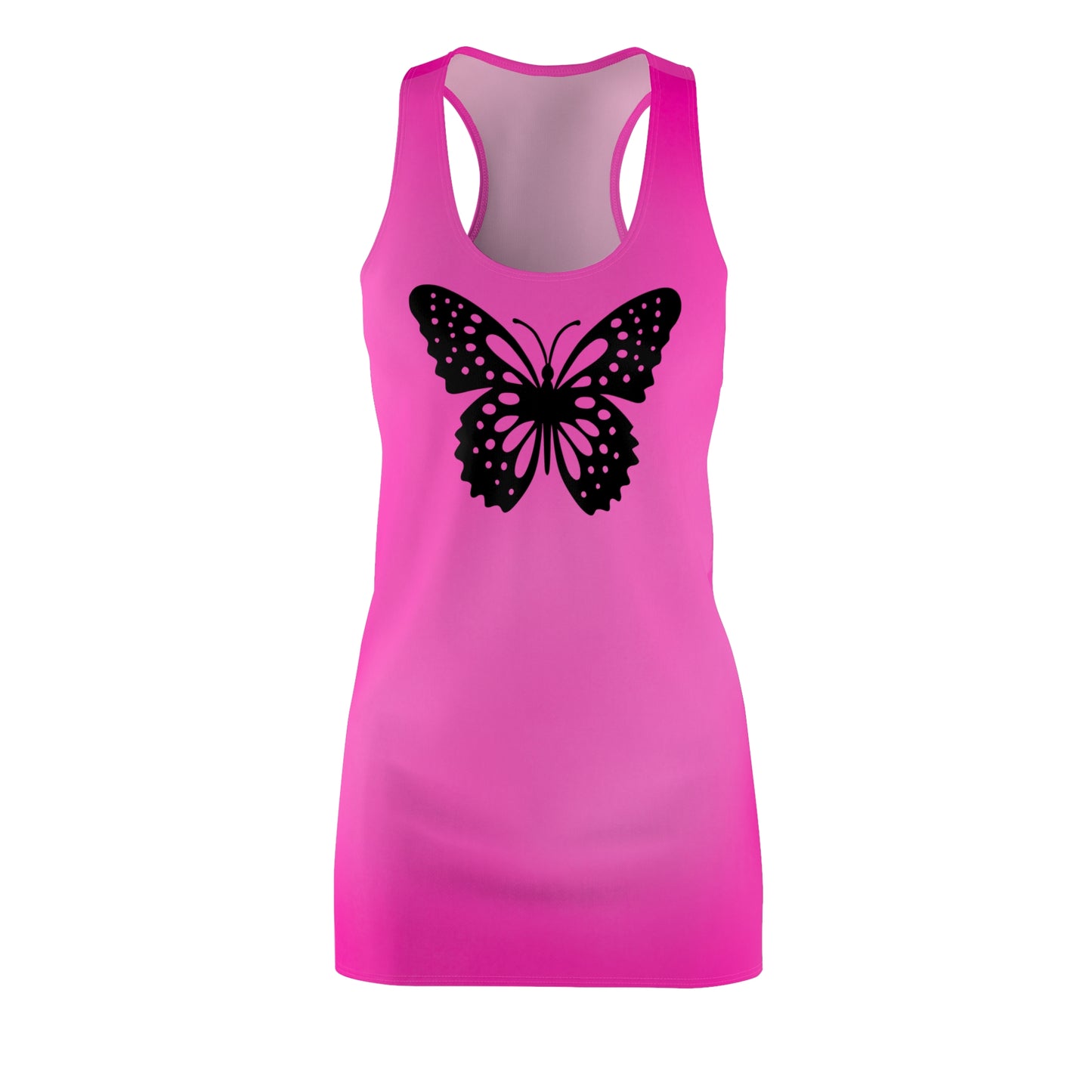 Sommerliches Racerback Kleid für Damen – Pinker Farbverlauf & Butterfly