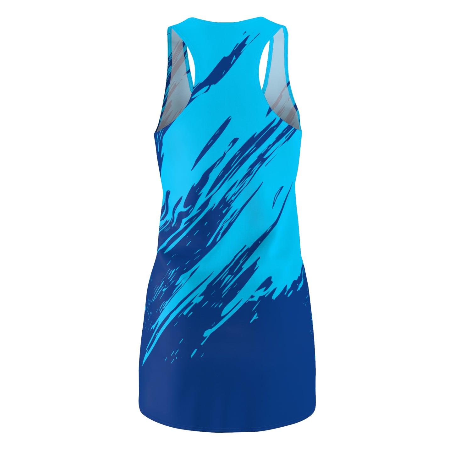 Türkis-Blaues Racerback Kleid mit abstraktem Pinselprint