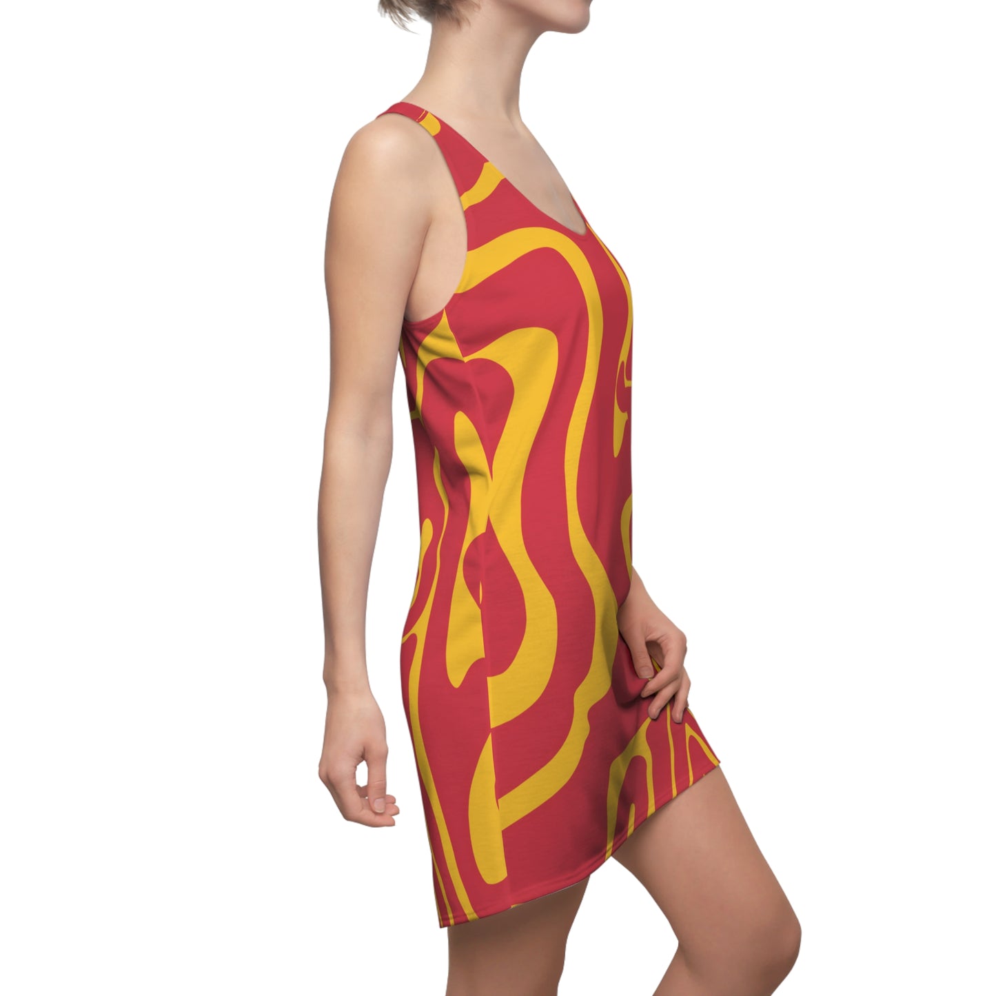 Rot Swirl Racerback Kleid – Abstraktes Sommerkleid