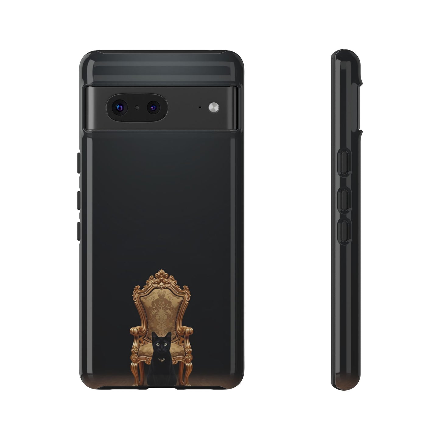 Black Cat on Golden Throne – Premium Phone Case Protective Slim