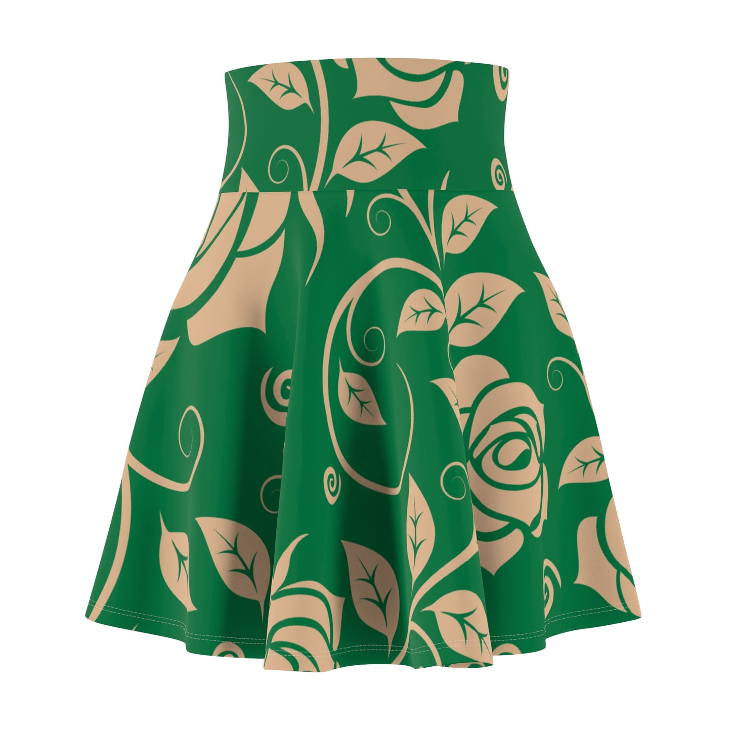 Grüner Damen Rock Floral Skater Elegant Frühling Sommer Casual