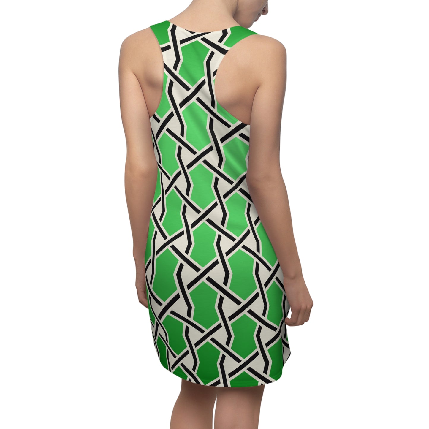 Grünes Racerback Kleid mit geometrischem Muster & Farbverlauf