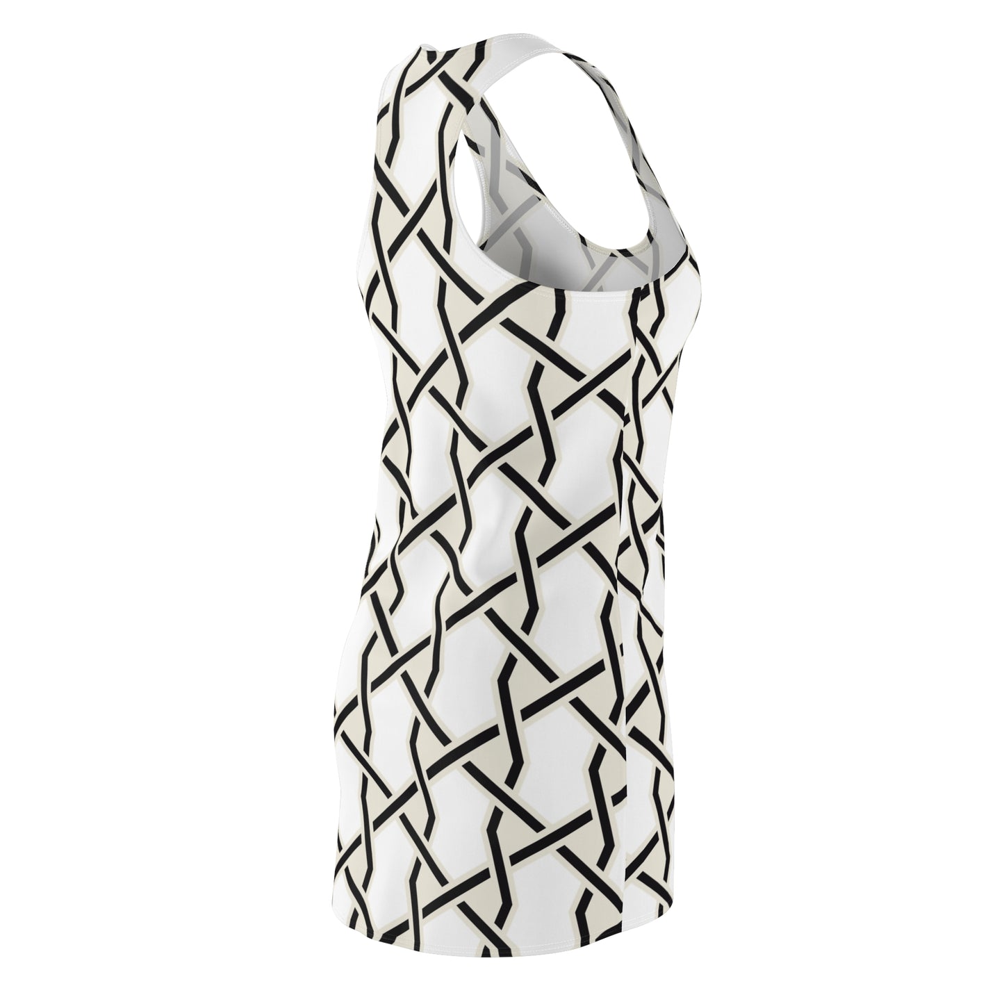 Weißes Racerback Kleid mit geometrischem Muster