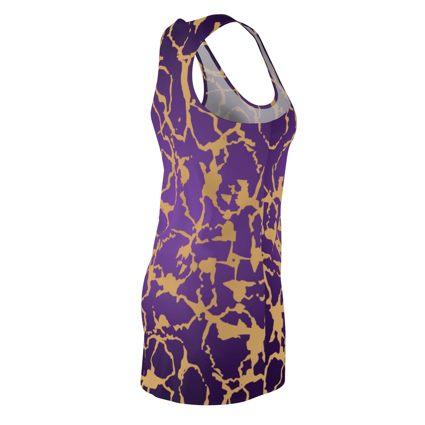 Racerback Kleid Violett Gold mit abstraktem Muster Farbverlauf