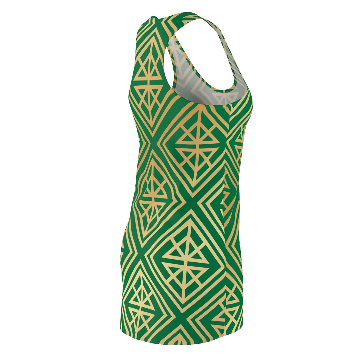 Luxury Racerback Dress mit Geometric Gold Line Muster green