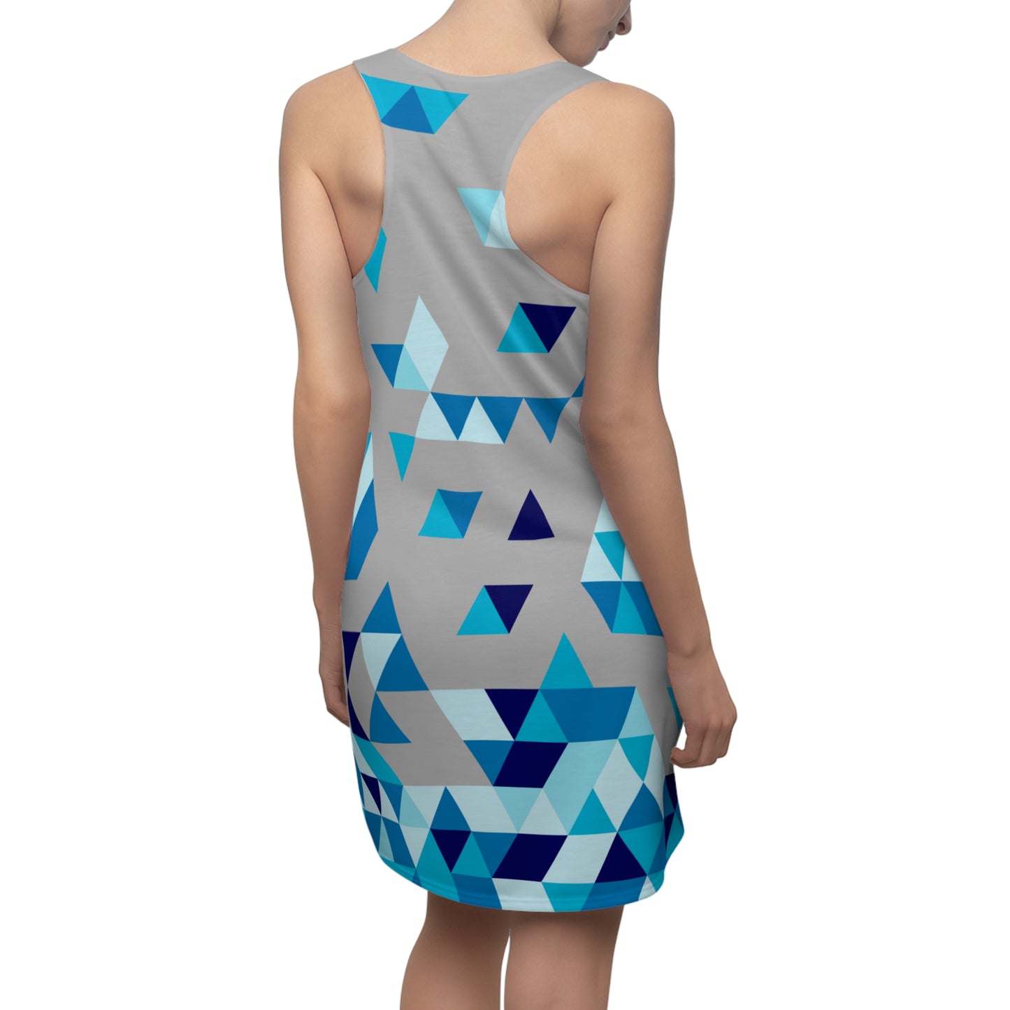 Dreieck Racerback Kleid – Blau Grau Sommerkleid