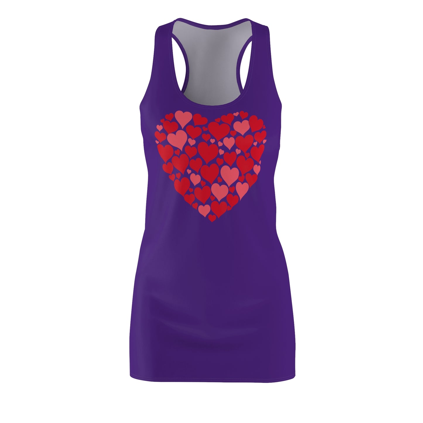 Lilanes Damen Kleid Herz Muster Weiss Rot Racerback Casual Party