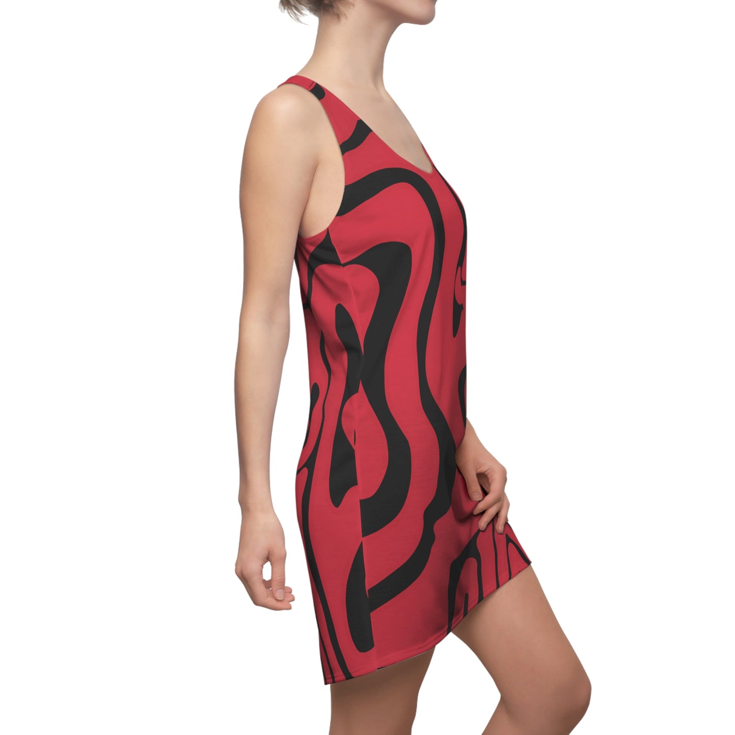 Rot Swirl Racerback Kleid – Abstraktes Sommerkleid