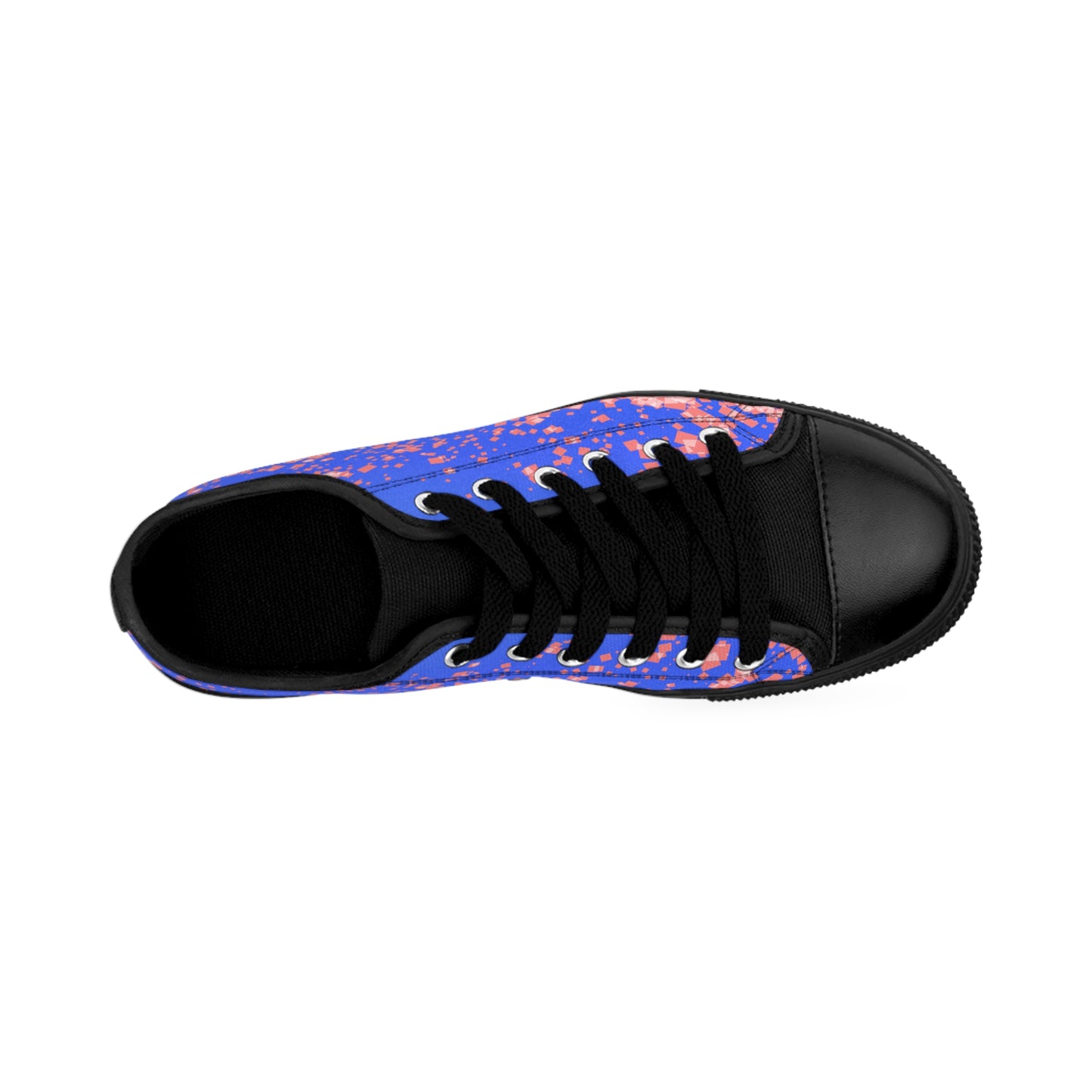Blue Pink Confetti Sneakers – Casual Low Top Canvas Shoes