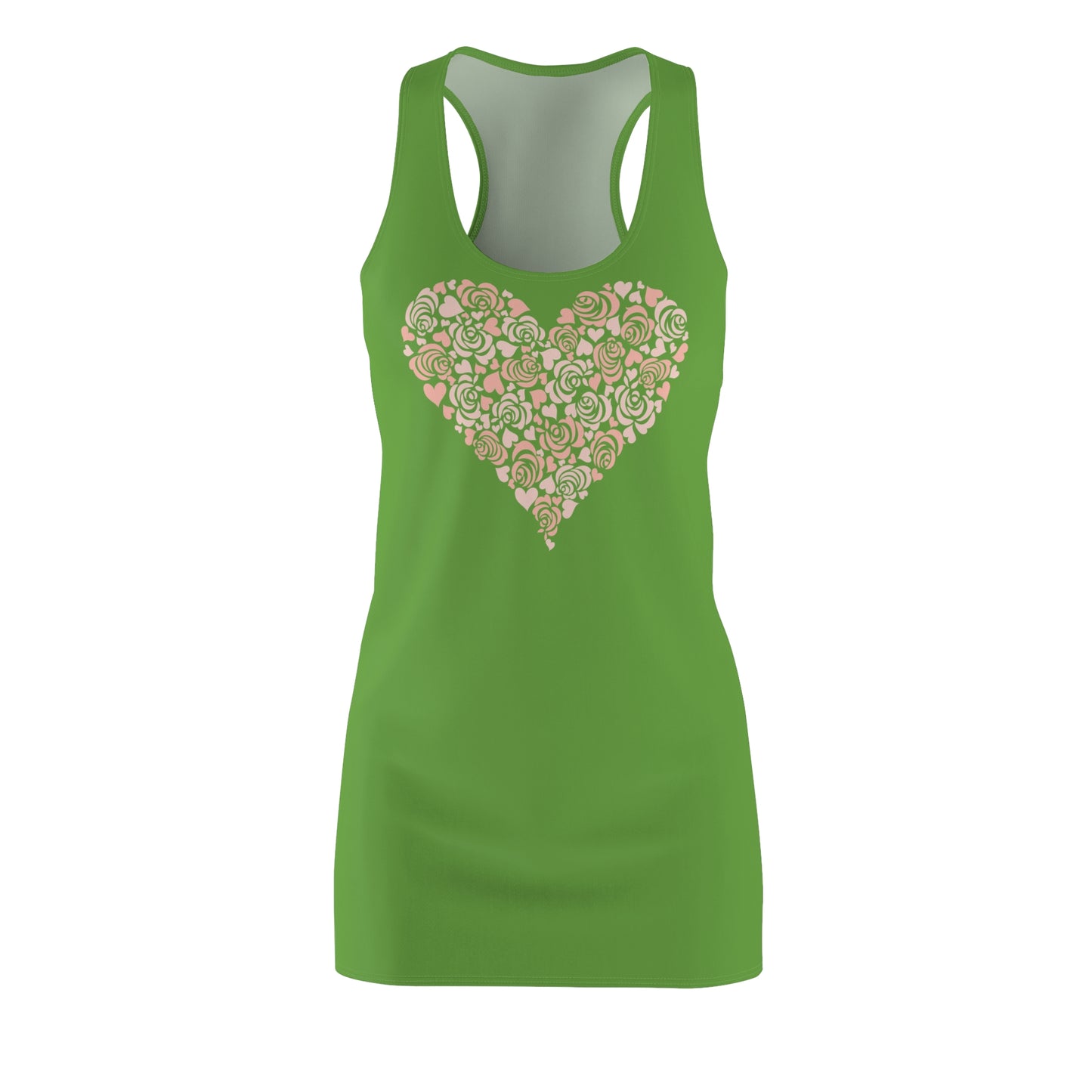 Grün Floral Heart Kleid Racerback Romantisches Sommerkleid