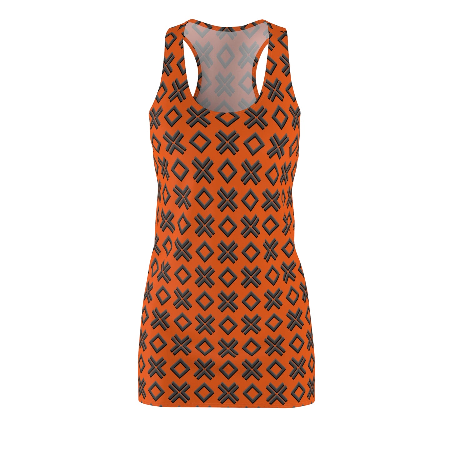 Oranges X-Muster Racerback Kleid – Modern & Sommerlich