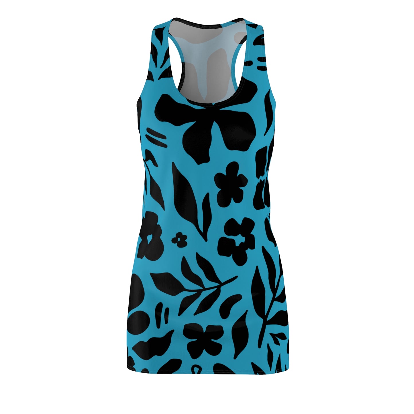 Schwarz Türkis Floral Racerback Kleid – Sommer Damenmode