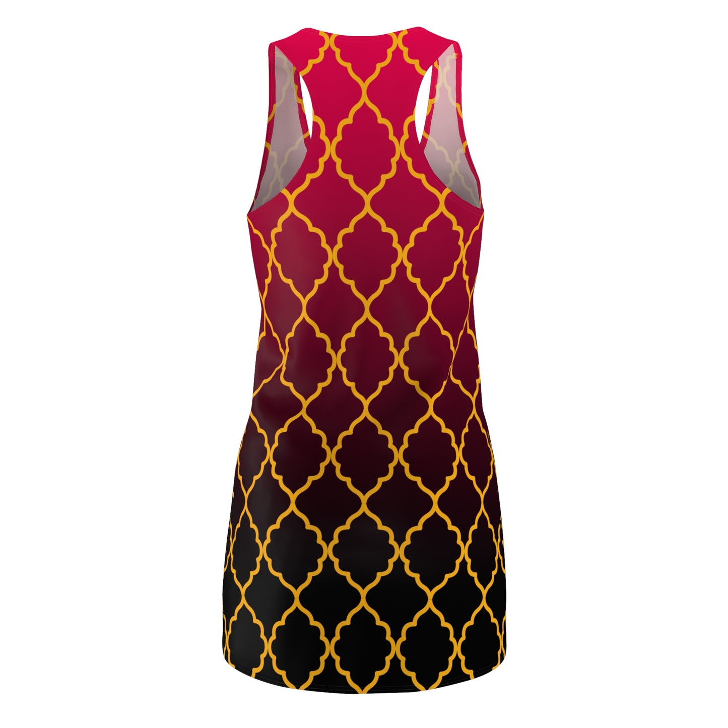 Rotes Racerback Kleid mit goldenem Ornamentmuster