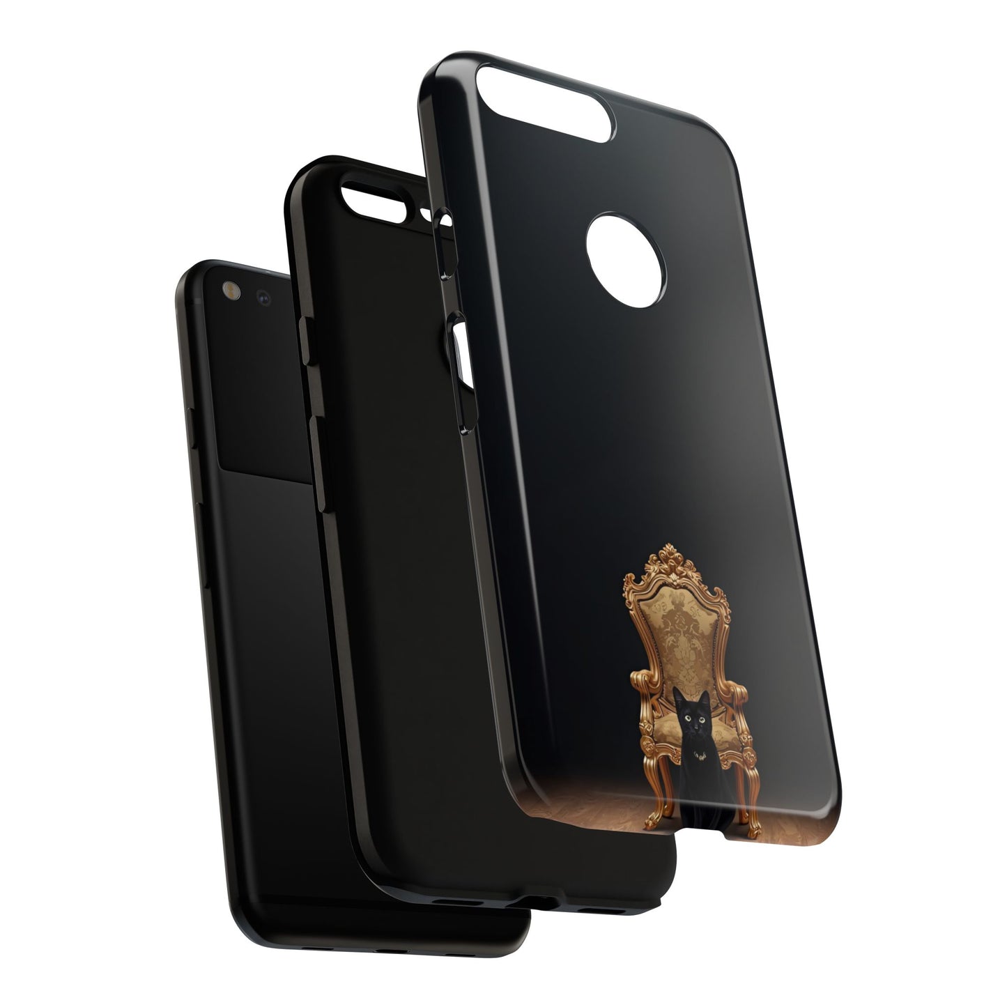 Black Cat on Golden Throne – Premium Phone Case Protective Slim