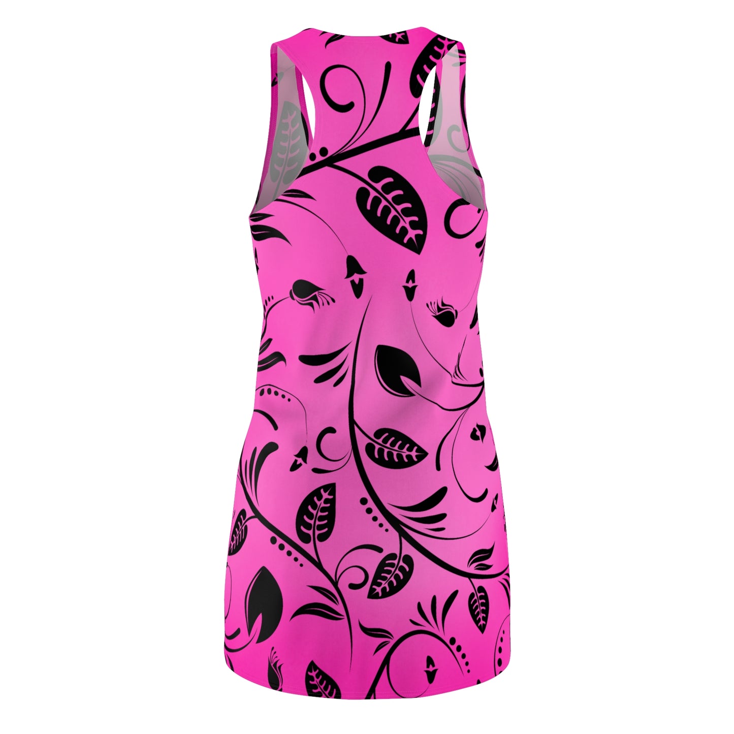 Racerback Damenkleid – Pinker Farbverlauf mit floralem Rankenmuster