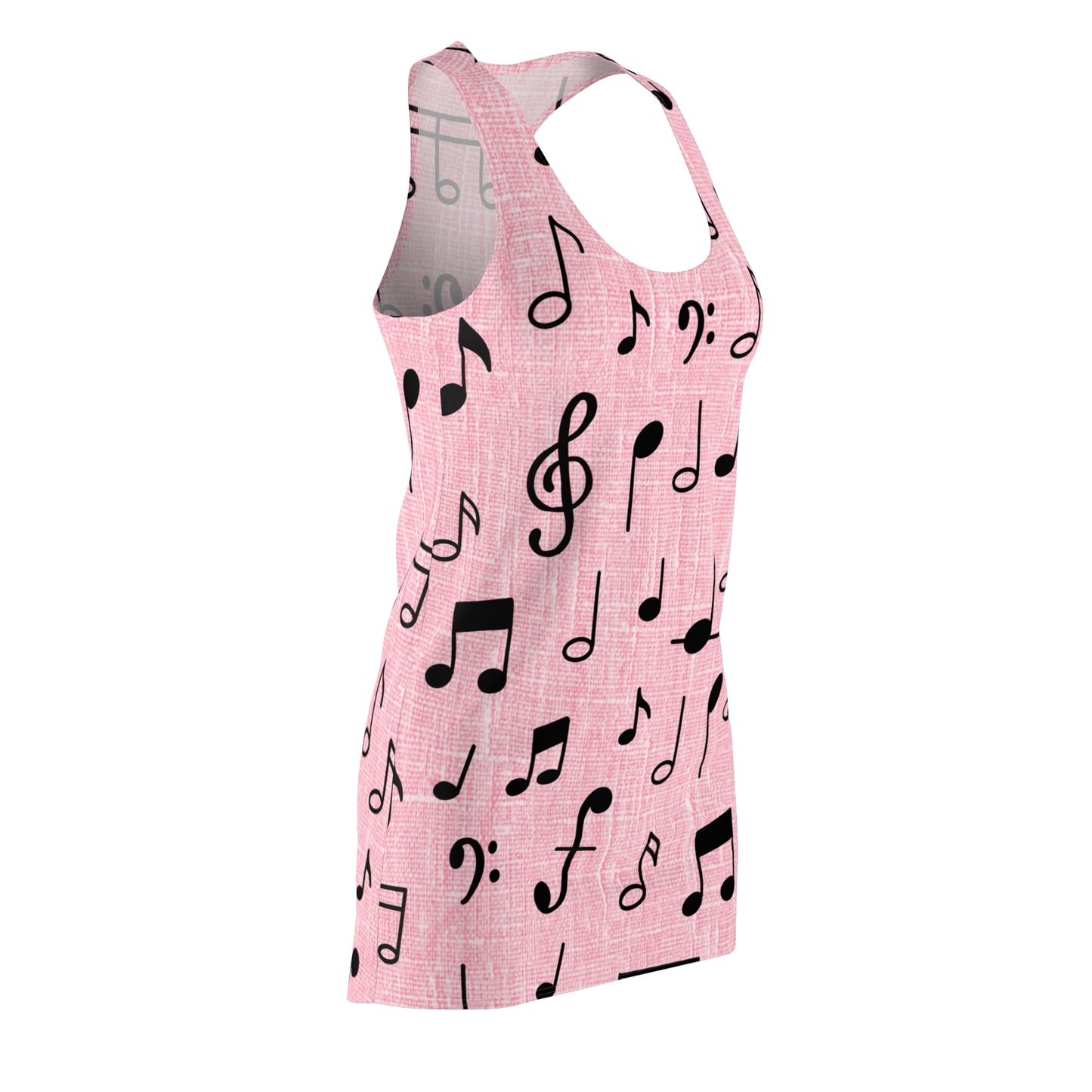 Rosa Racerback Kleid – Sommerkleid mit Musiknoten für Damen