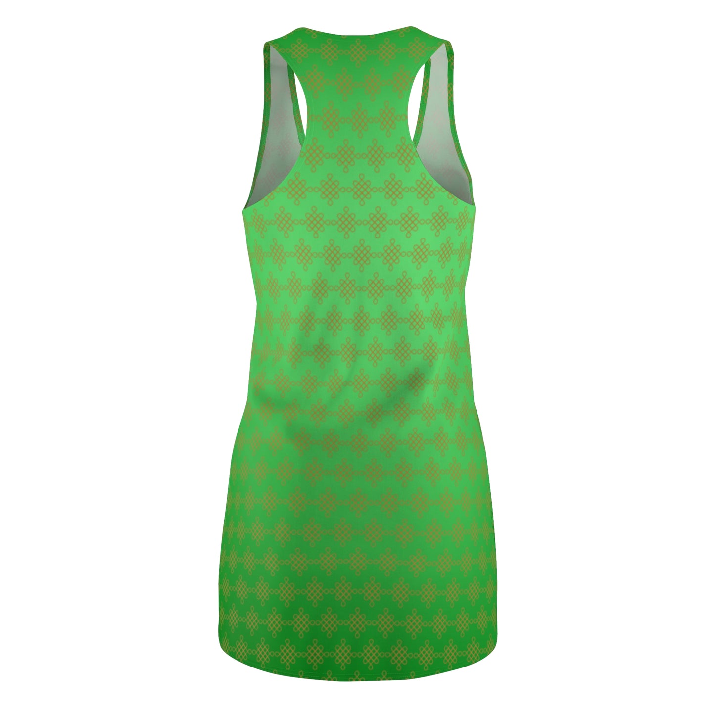 Grünes Damen Sommerkleid mit Farbverlauf und goldenem Muster