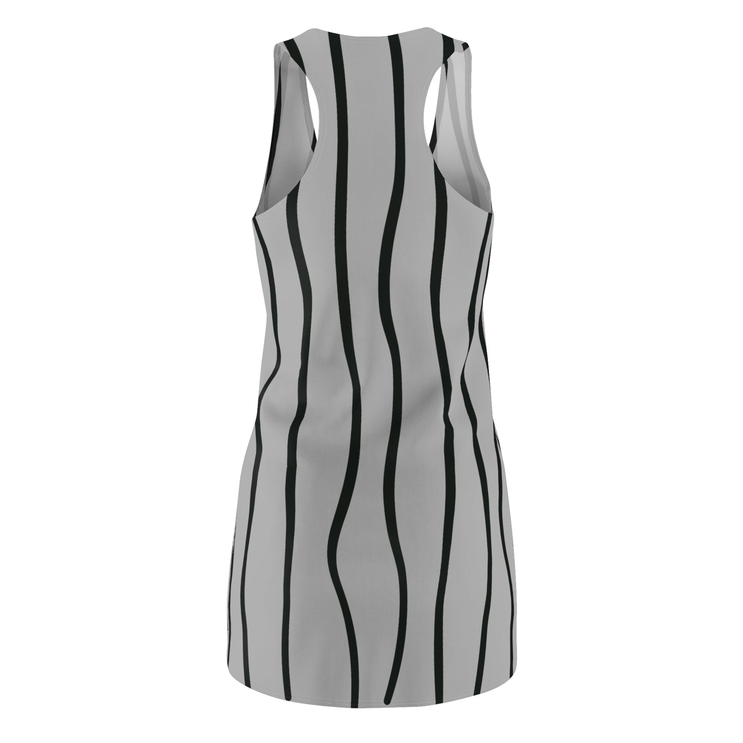 Grau Schwarz Wellen Racerback Kleid – Modernes Sommerkleid