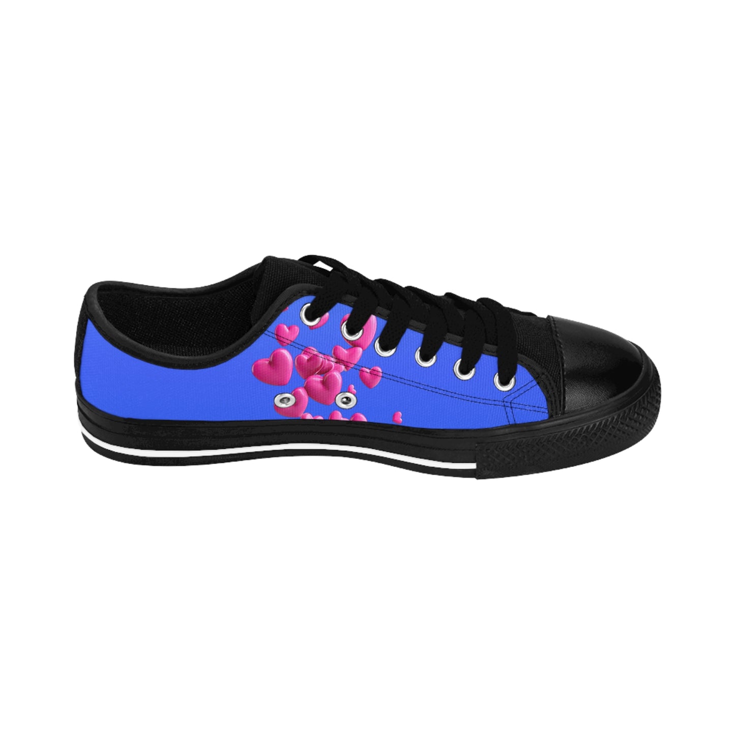 Blue Heart Canvas Sneakers Women Casual Lace-Up Shoes
