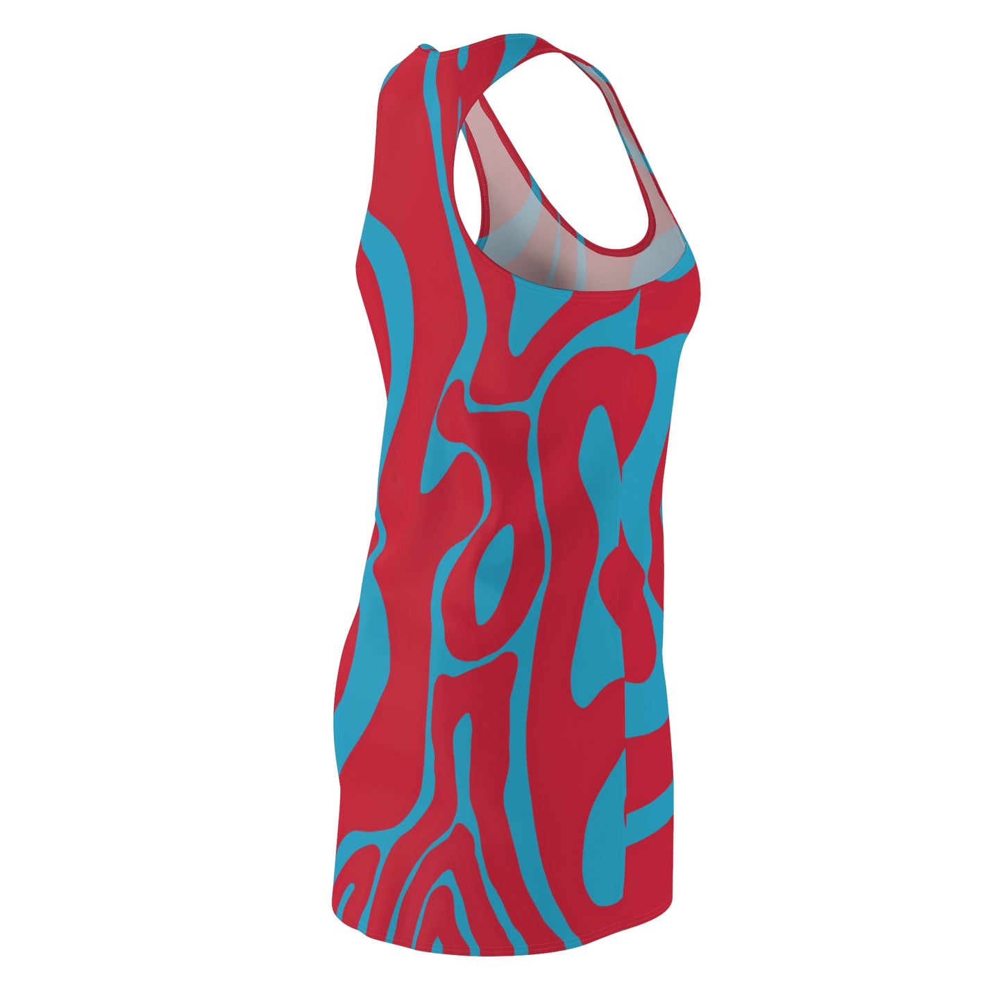 Rot Türkis Swirl Racerback Kleid – Abstraktes Sommerkleid