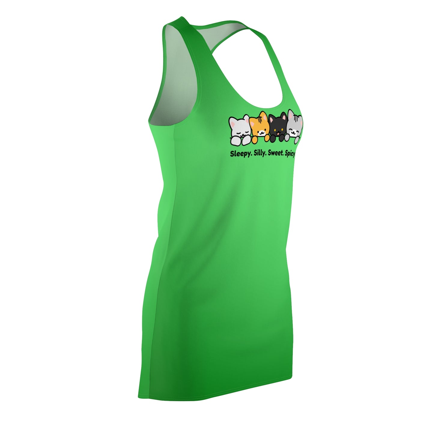 Racerback Kleid mit Farbverlauf & Katzenmotiv „Sleepy Silly Sweet“