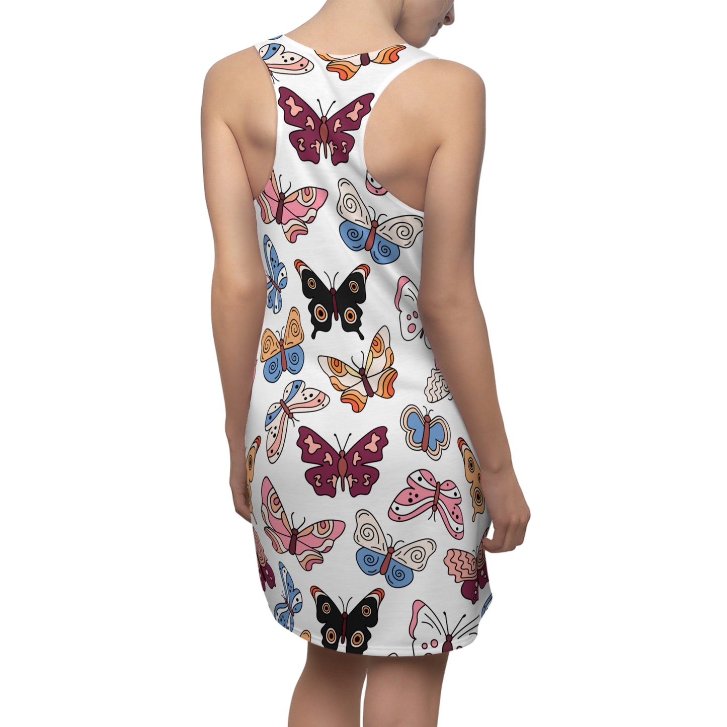 Racerback Kleid Damen mit buntem Schmetterlingsmuster