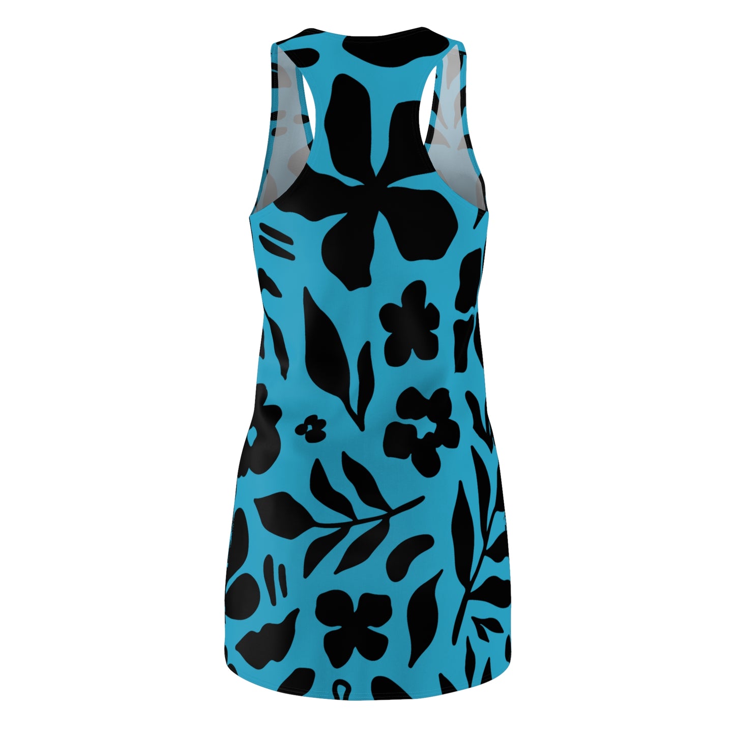 Schwarz Türkis Floral Racerback Kleid – Sommer Damenmode
