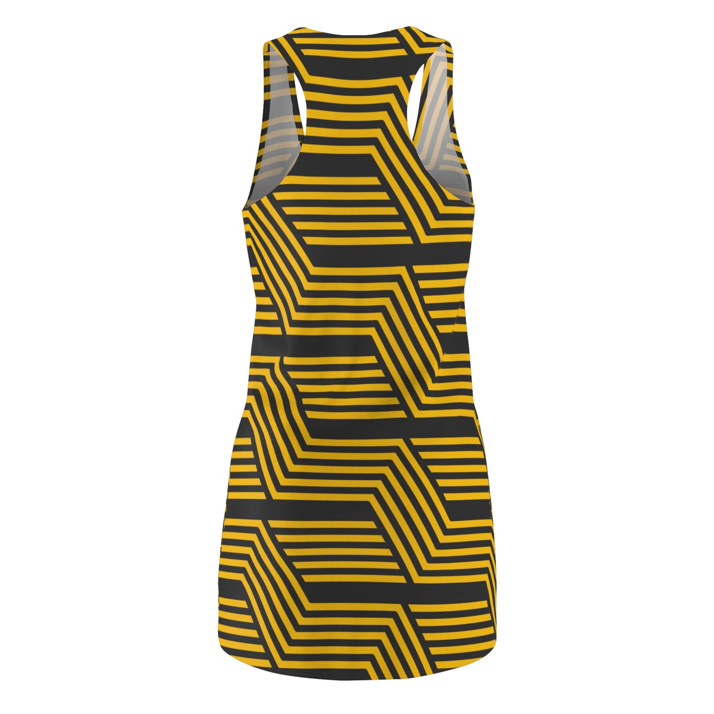 Schwarz Gelb Geometrie Racerback Kleid – Modernes Sommerkleid
