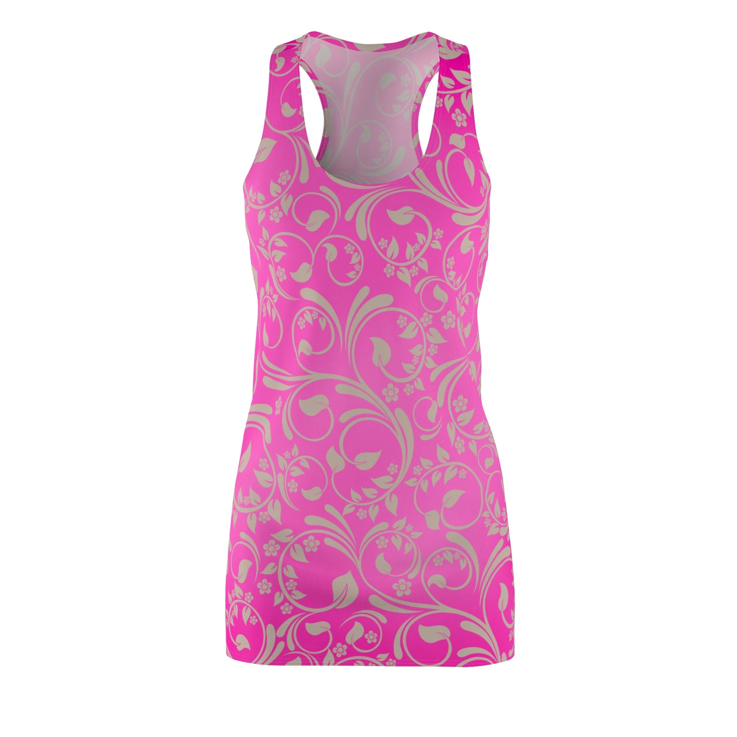 Pinkes Racerback Kleid mit floralem Muster & sanftem Farbverlauf