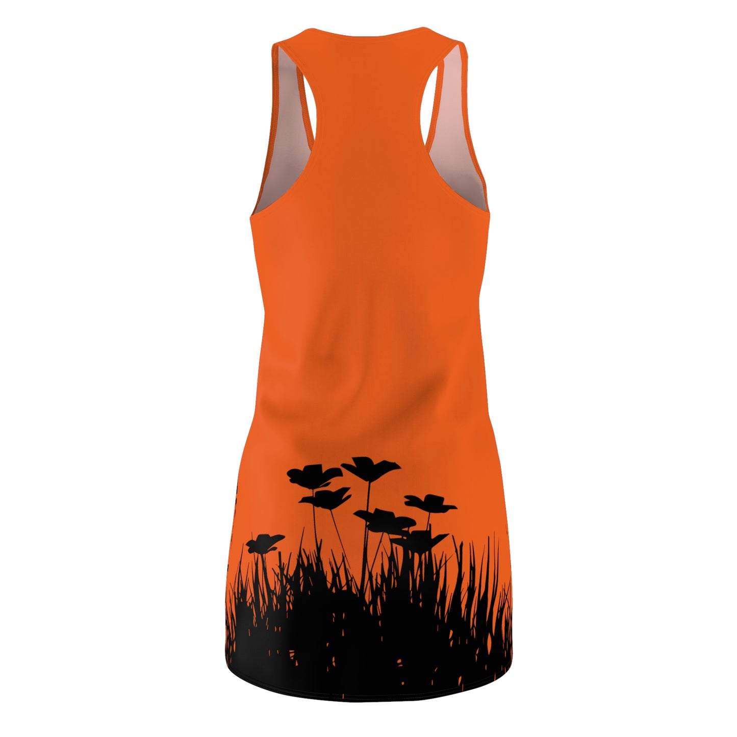 Orange Racerback Damenkleid – Botanisches Sommerkleid, Freizeitkleid