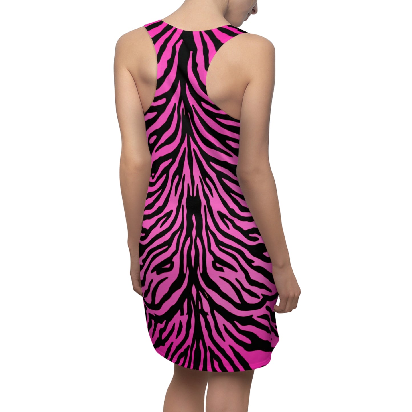 Racerback Sommerkleid Damen – Pinker Farbverlauf im Zebra-Look