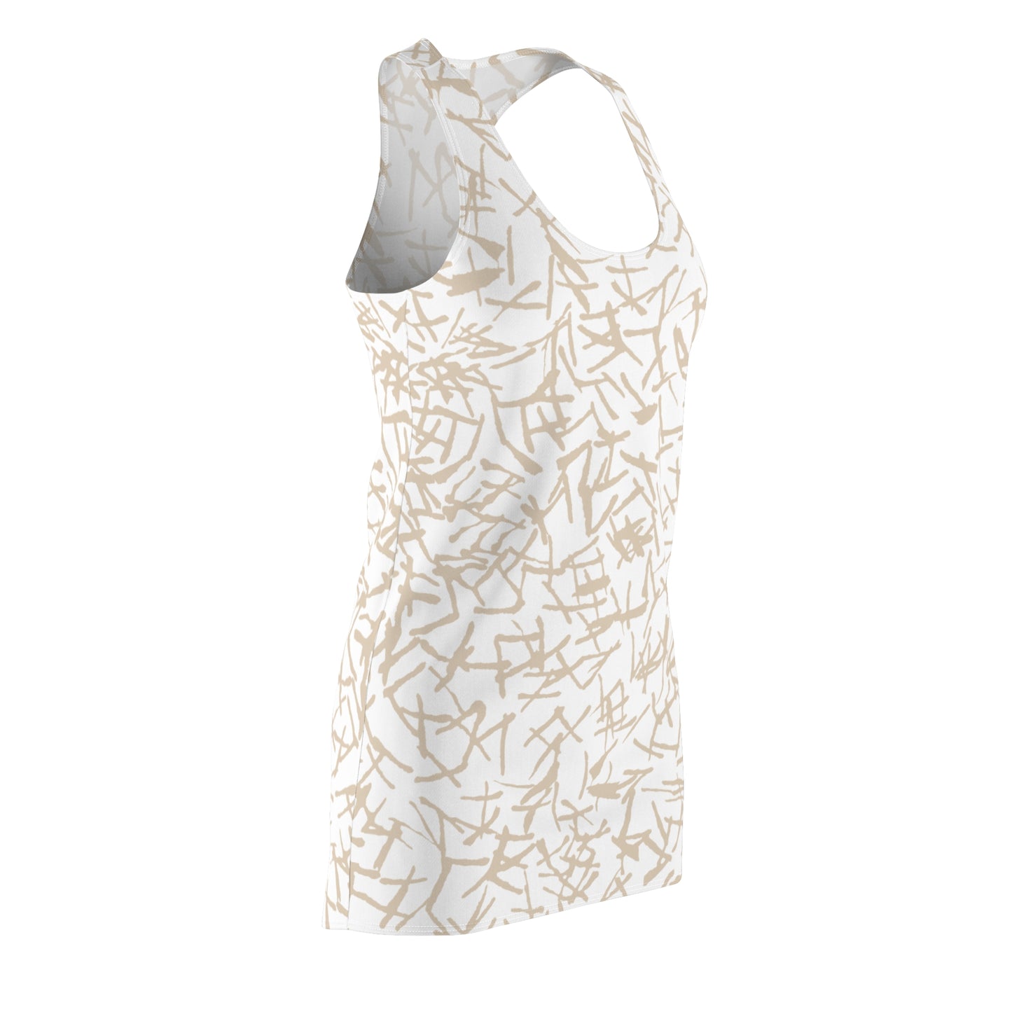 Racerback Damenkleid Sommer – Abstraktes Linienmuster, modern & bequem Weiss