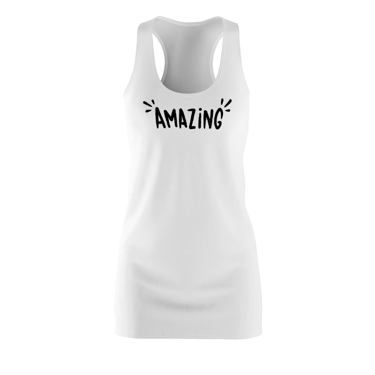 Racerback Damenkleid Sommer – „Amazing“ Statement, modern & lässig weiss