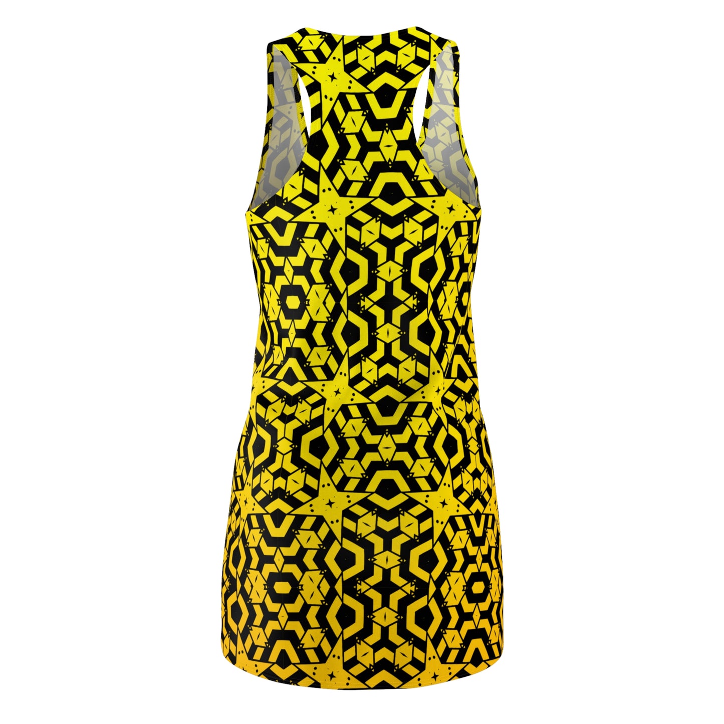 Gelbes Racerback Kleid – Sommerkleid für Damen mit abstraktem Muster