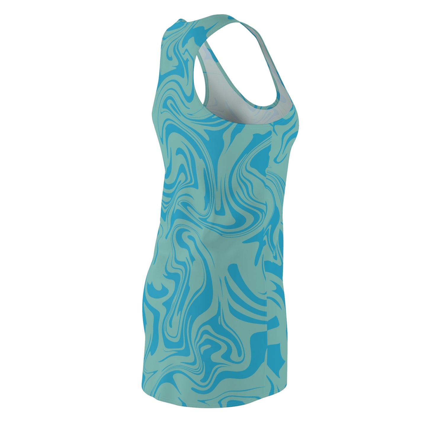 Aqua Türkis Marmor Racerback Kleid – Trendige Sommer Damenmode