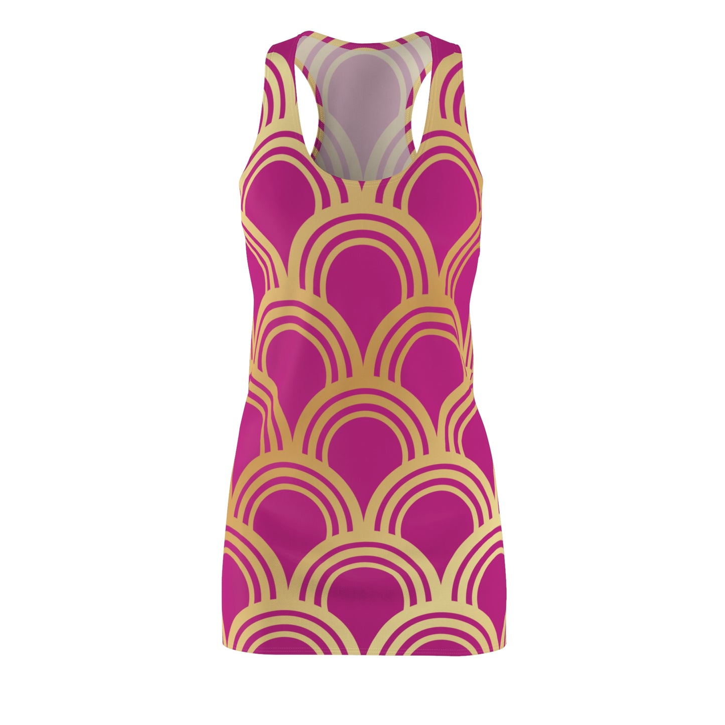 Luxury Racerback Dress mit Art Deco Bogen Muster pembe