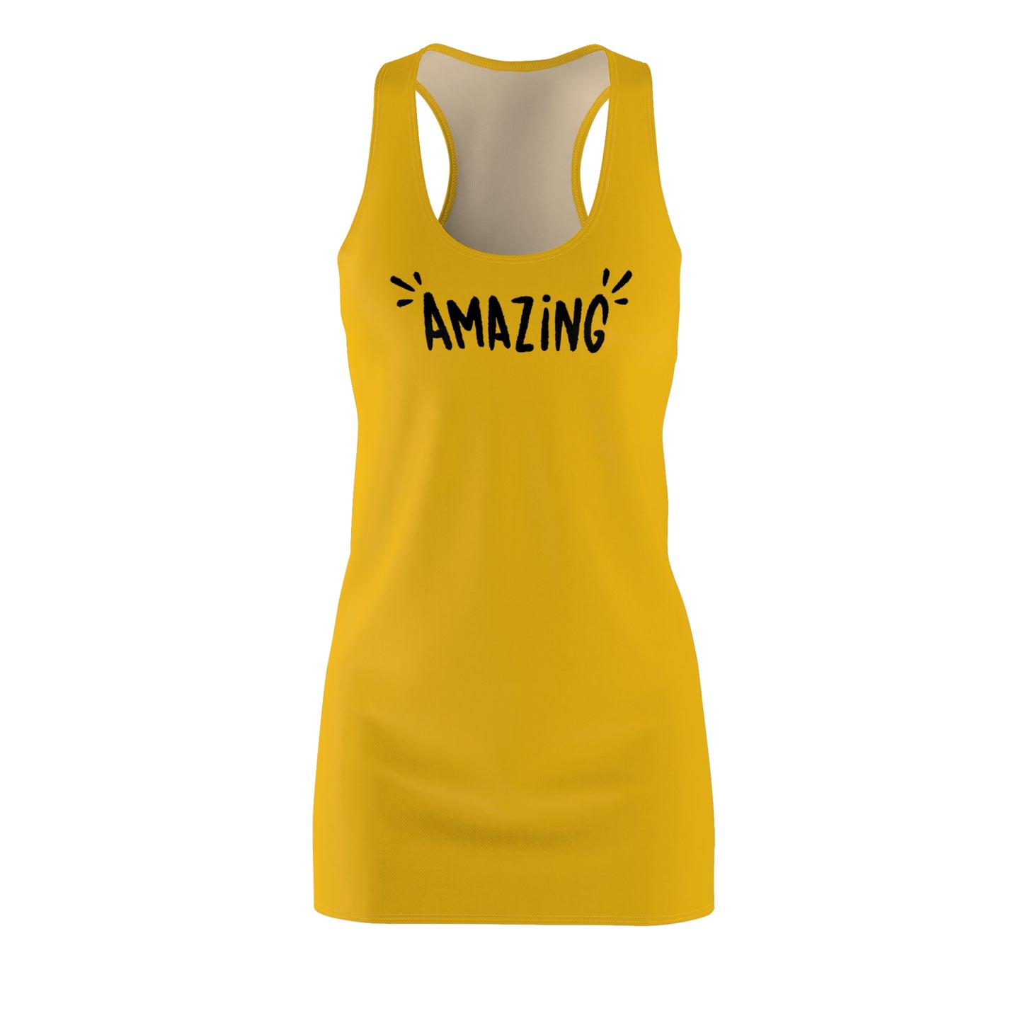 Racerback Damenkleid Sommer – „Amazing“ Statement, modern & lässig gelb