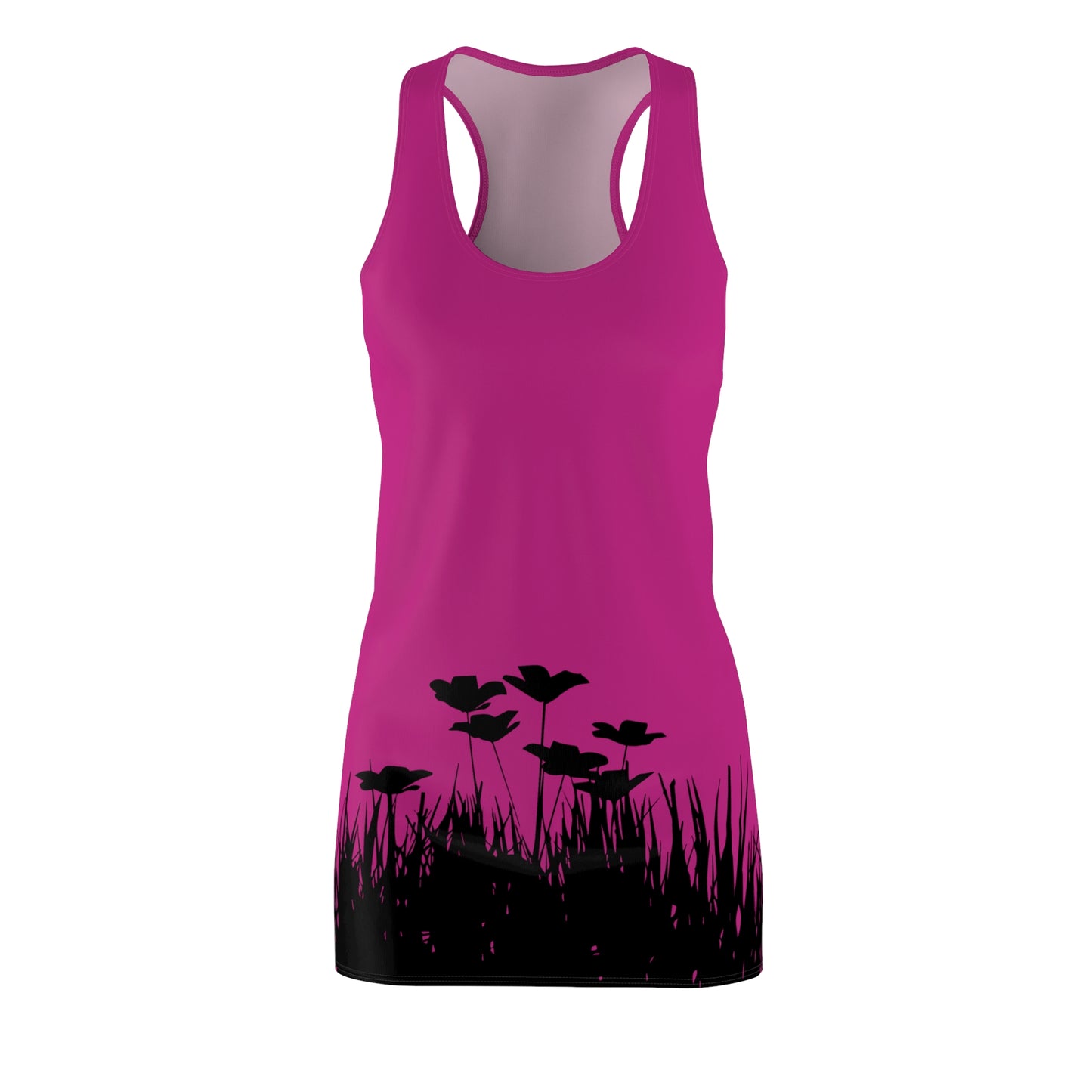 Pink Racerback Damenkleid – Botanisches Sommerkleid, Freizeitkleid