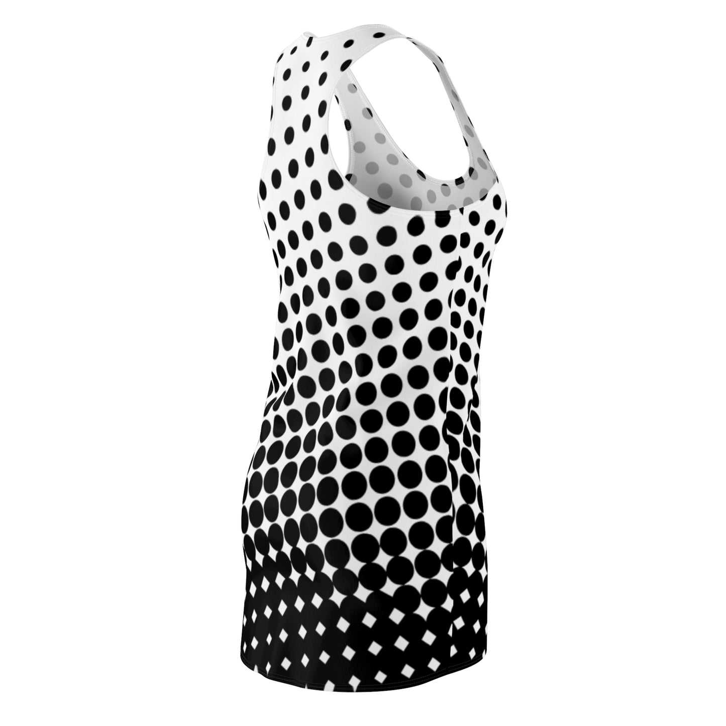 Black White Polka Dot Dress Racerback – Retro Sleeveless Mini